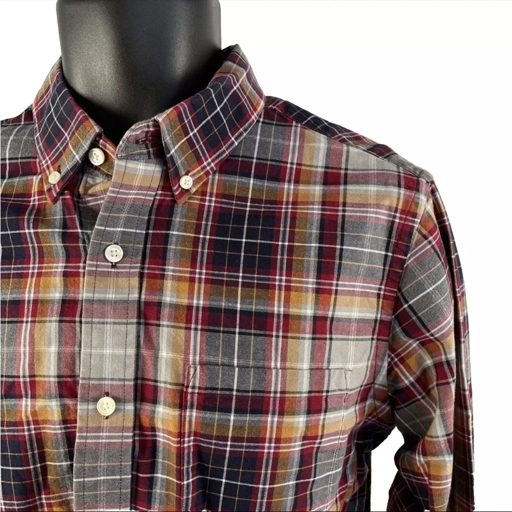 Mens Banana Republic Button Down Long Sleeve Shirt Sz M Red‎ Plaid